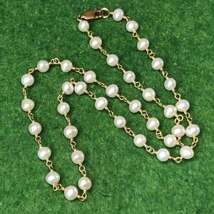 Gold and Pearl Chain Necklace